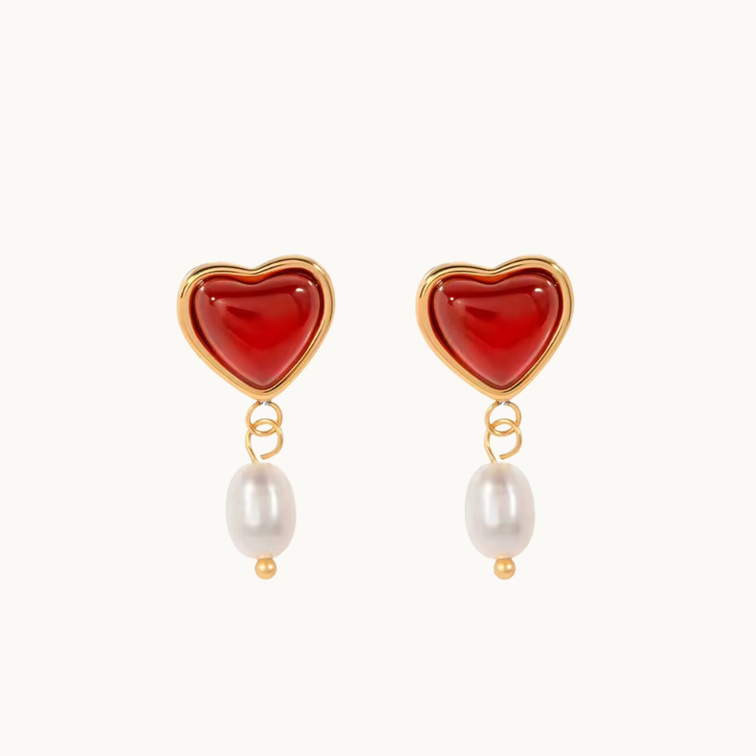 Carmine Pearl Earrings