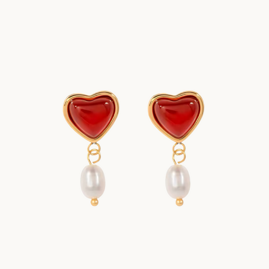Carmine Pearl Earrings