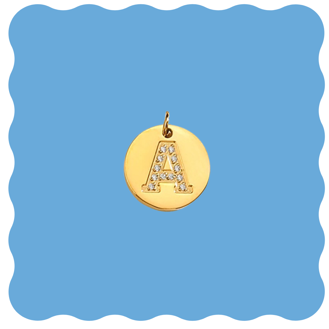 Pavè Round Initial Charm