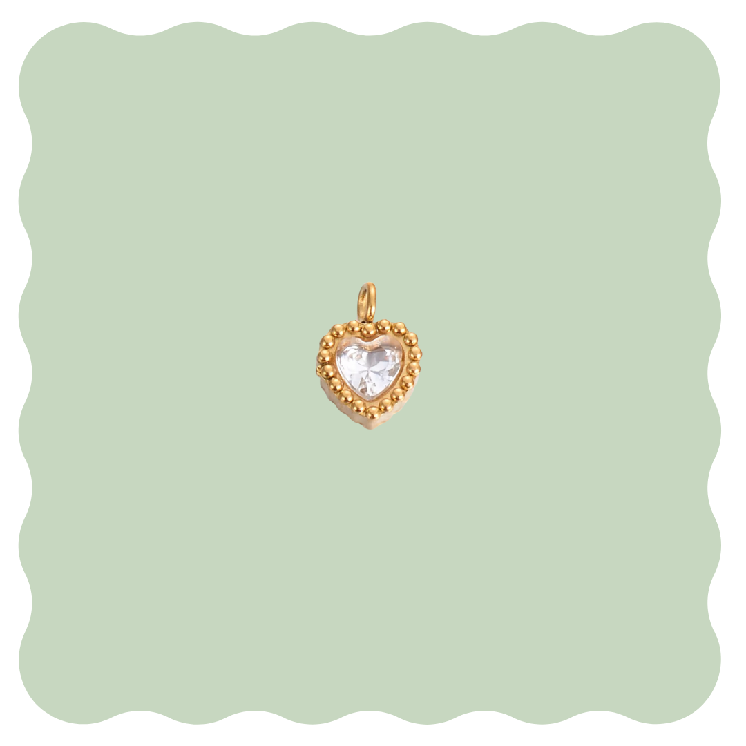 Tiny Crystal Heart Charm