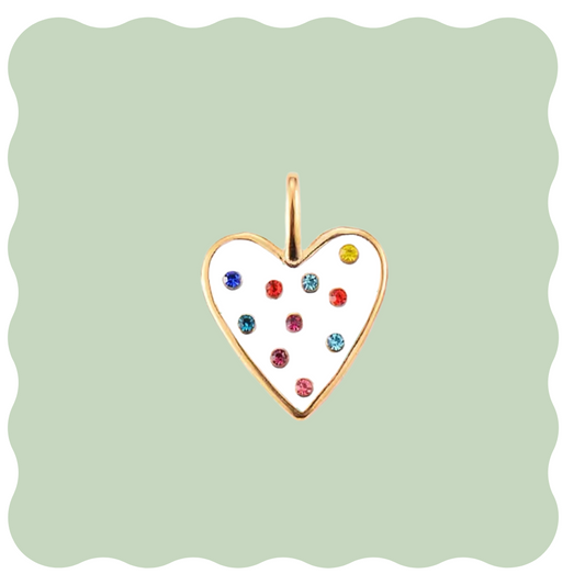 White Heart Stud Charm