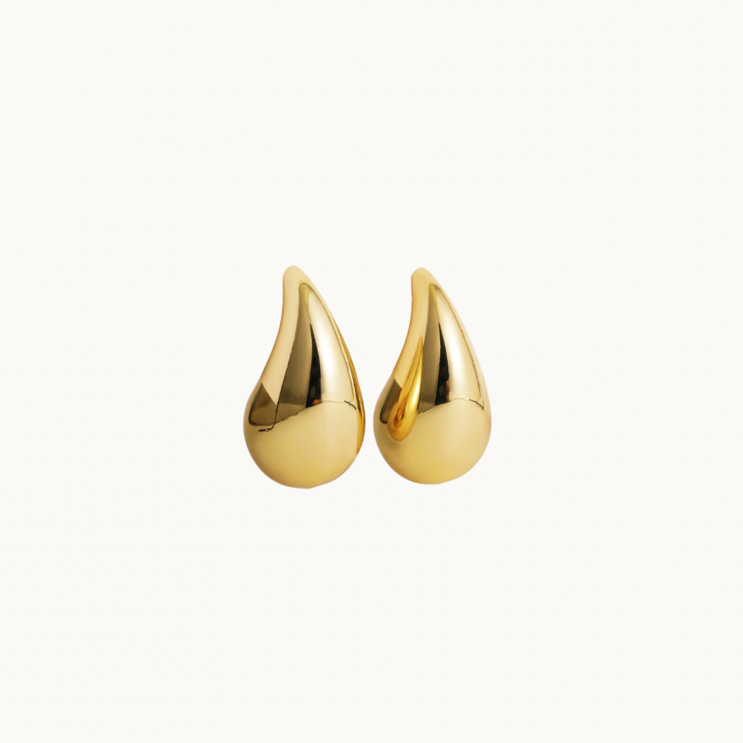 Gold Dome Drop Earrings