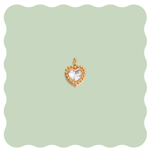 Tiny Crystal Heart Charm