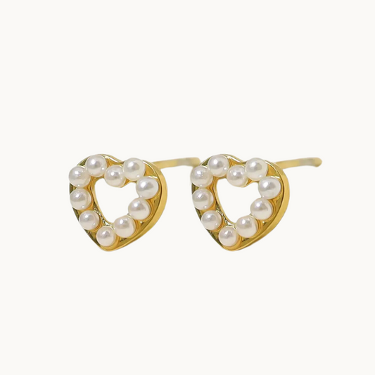 Pearl Heart Studs